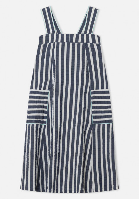 Dr Bloom Vestido rayas marino con bolsillos