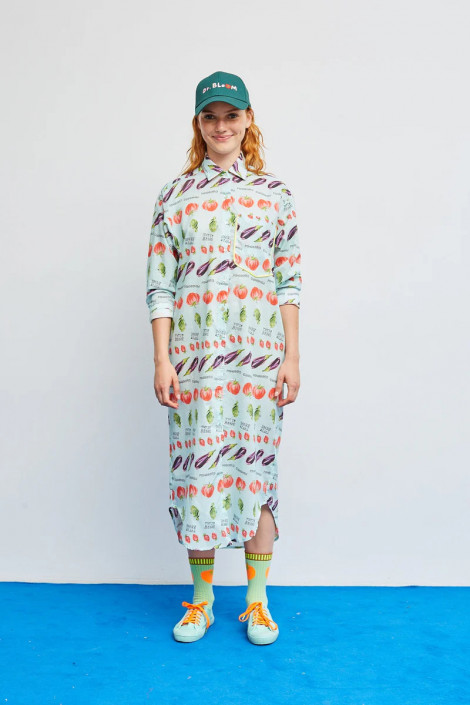 Dr Bloom Vestido camisero estampado frutal