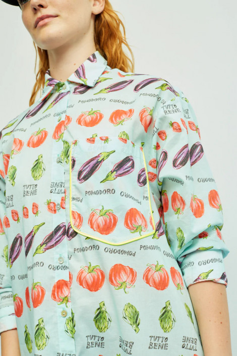 Dr Bloom Vestido camisero estampado frutal
