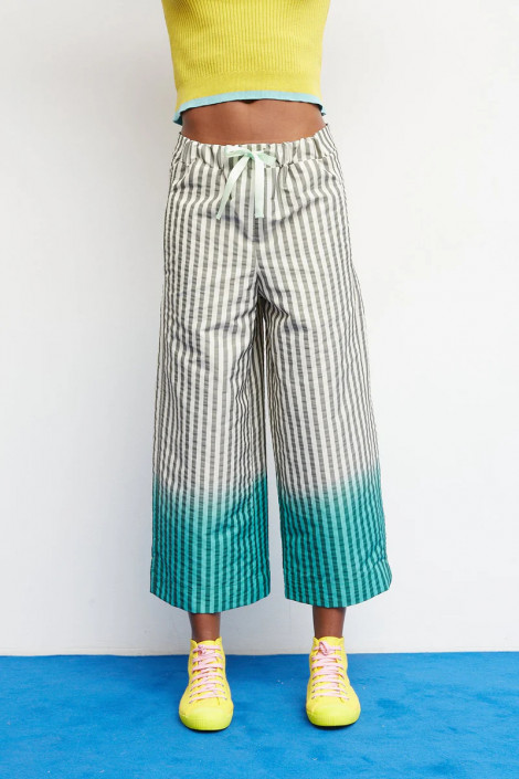 Dr Bloom Pantalón rayas gris-verde