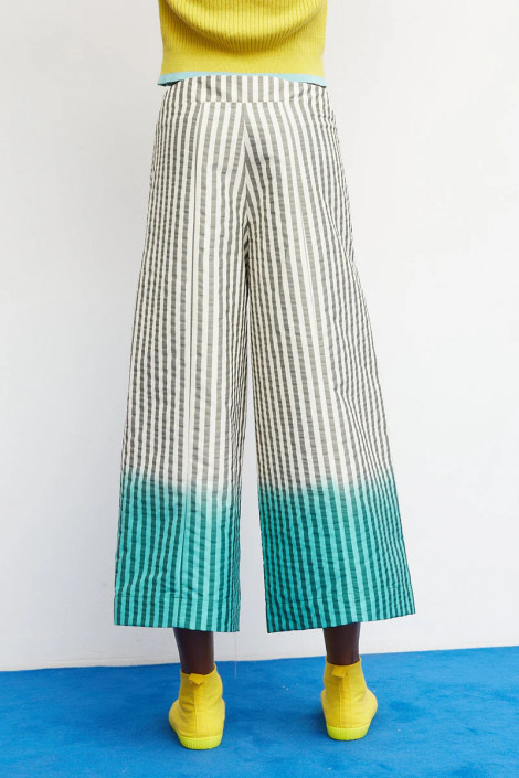 Dr Bloom Pantalón rayas gris-verde