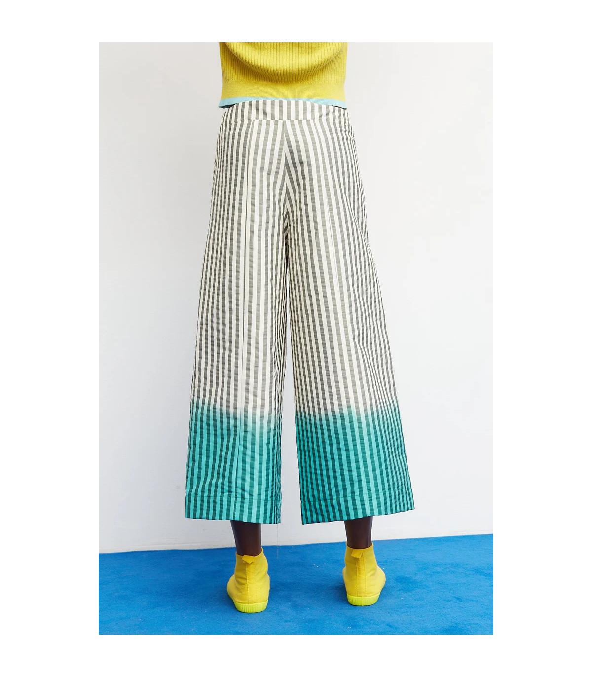 Dr Bloom Pantalón rayas gris-verde