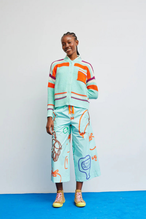Dr Bloom Pantalón aguamarina estampado