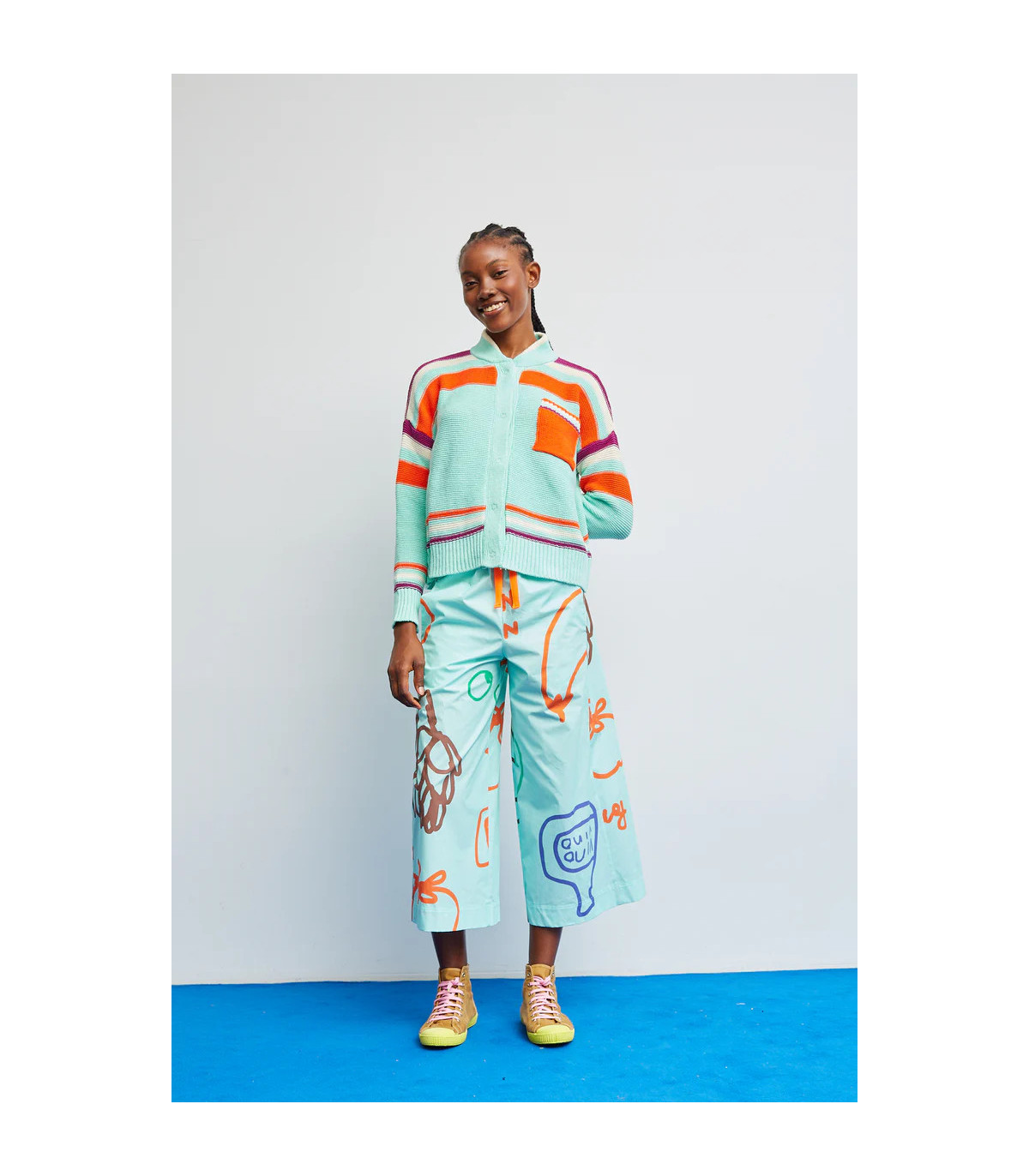 Dr Bloom Pantalón aguamarina estampado