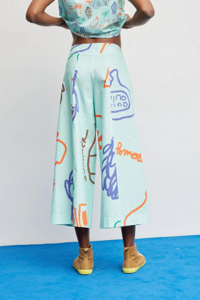 Dr Bloom Pantalón aguamarina estampado