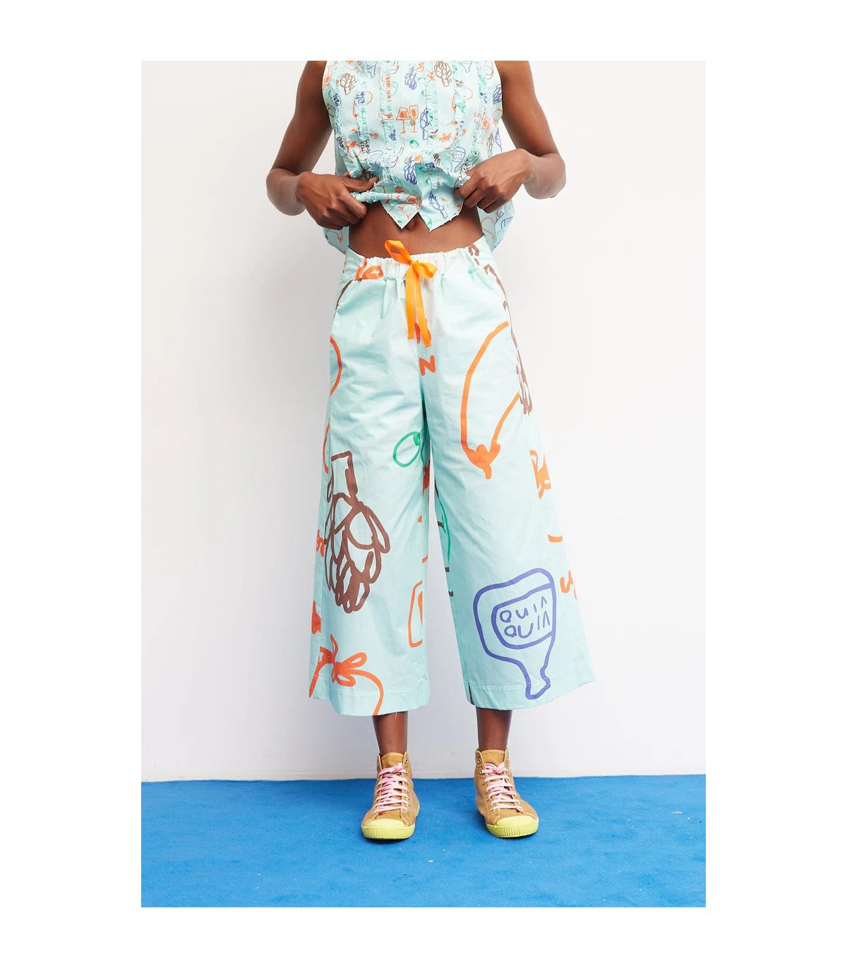 Dr Bloom Pantalón aguamarina estampado