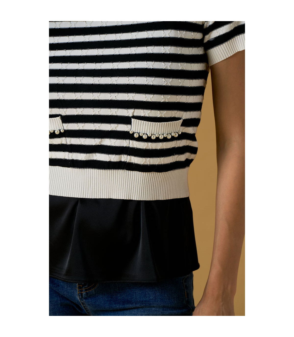 Nosecrets Jersey de rayas con detalle perlas