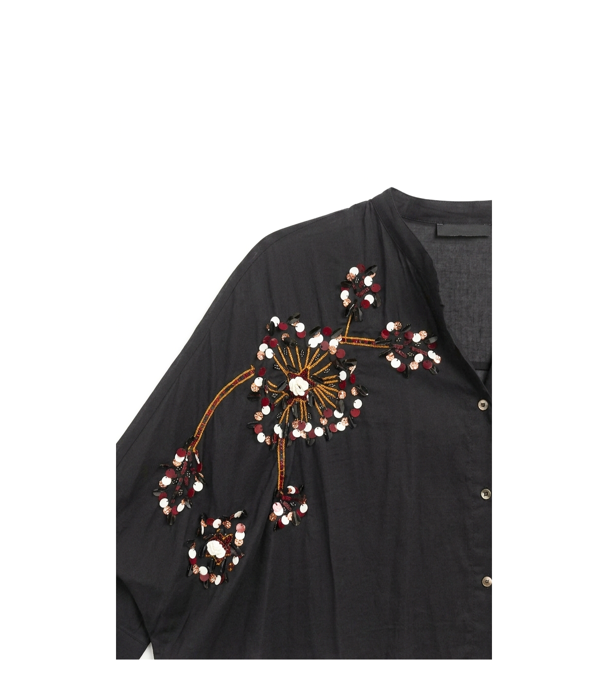 Dixie Camisa negra oversize con bordado de lentejuelas