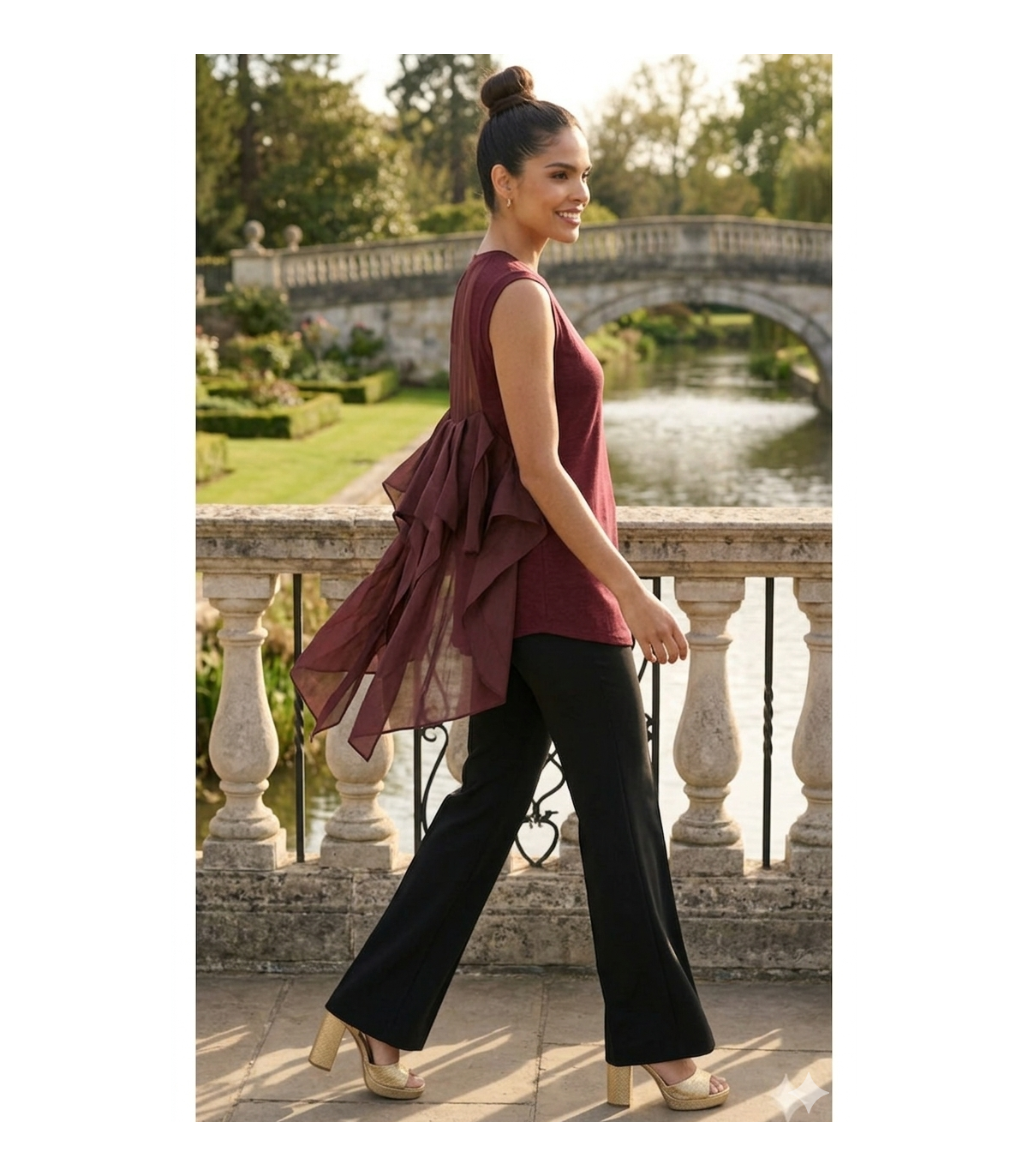 Meimeij Blusa color vino con doble tejido