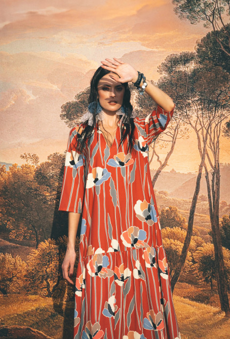 Parole Vestido Garden burdeos estampado