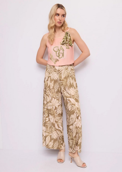 GAUDI Top con estampado strass y lazada