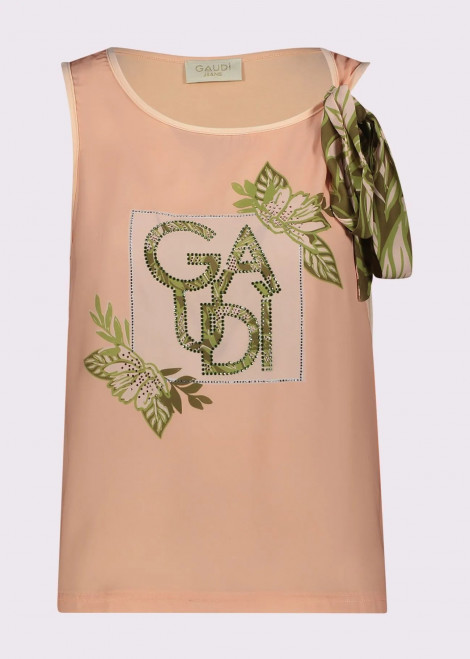GAUDI Top con estampado strass y lazada