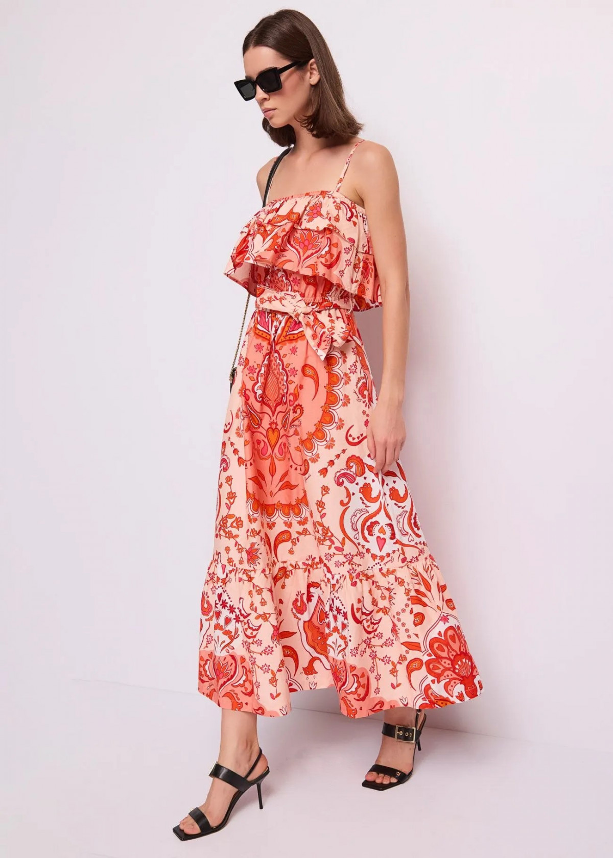 GAUDI Vestido de popelin estampado con cinturón