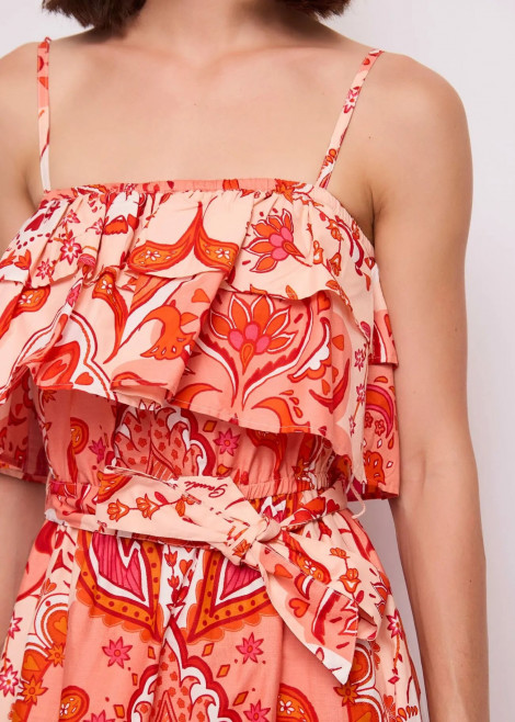 GAUDI Vestido de popelin estampado con cinturón
