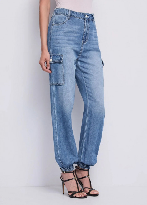 GAUDI Vaqueros cargo en denim desgastado