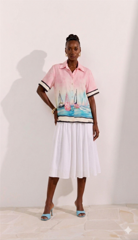 Perfume Camisa rosa con estampado barcos