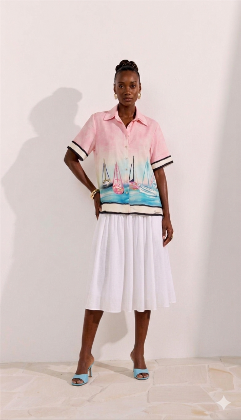 Perfume Camisa rosa con estampado barcos