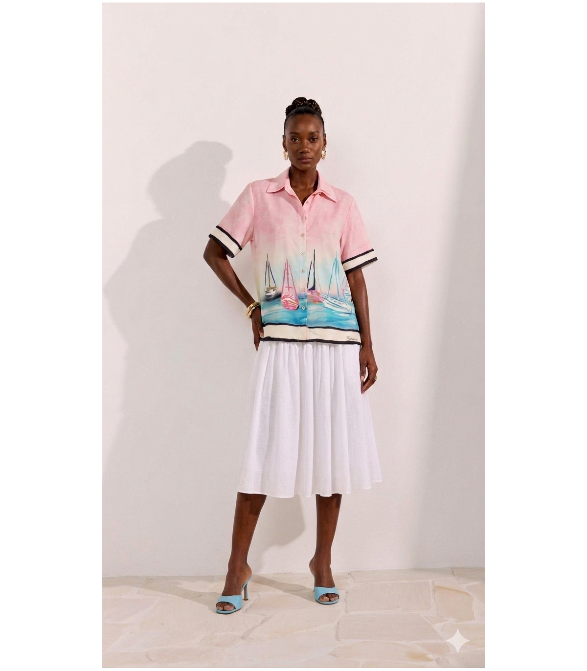 Perfume Camisa rosa con estampado barcos