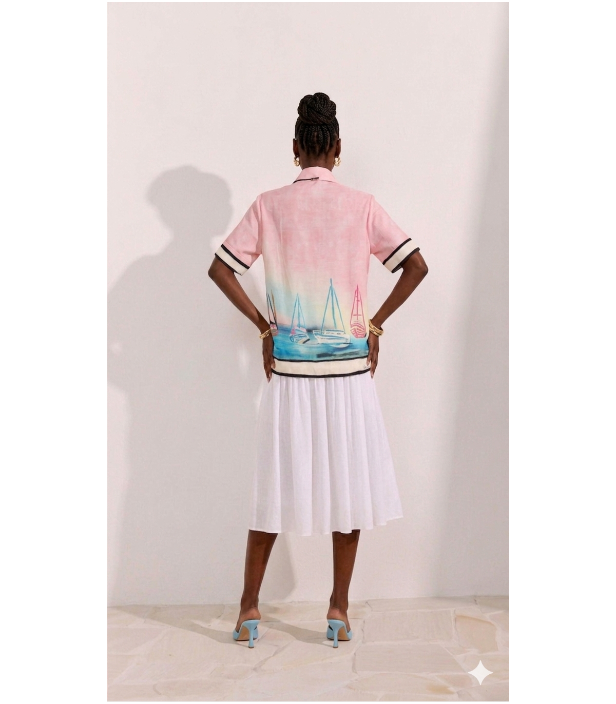 Perfume Camisa rosa con estampado barcos