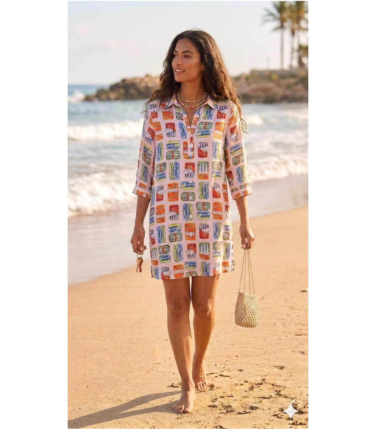 Milano Italy Vestido camisero rosa con estampado