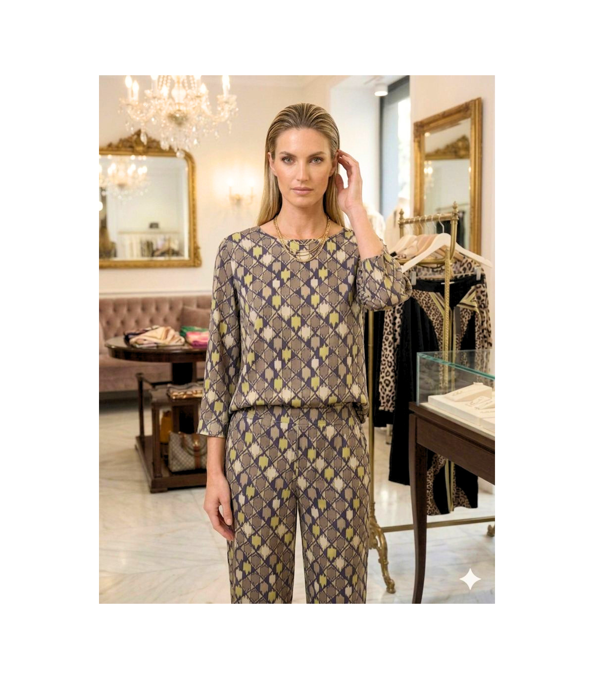 Parole Blusa ligera estampado amarillo-moka
