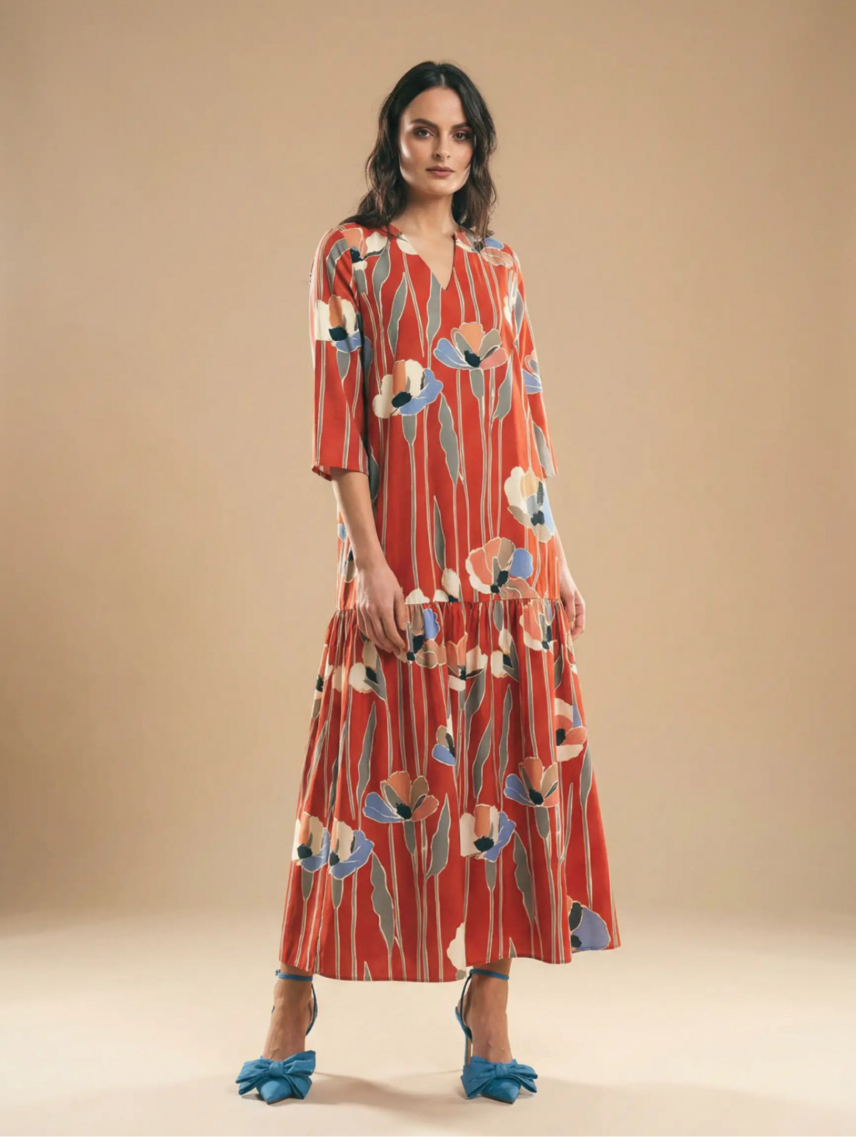 Parole Vestido Garden burdeos estampado