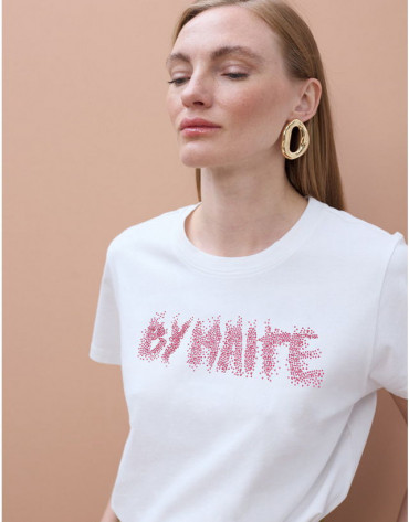 Lola Casademunt Camiseta blanca By Maite con strass