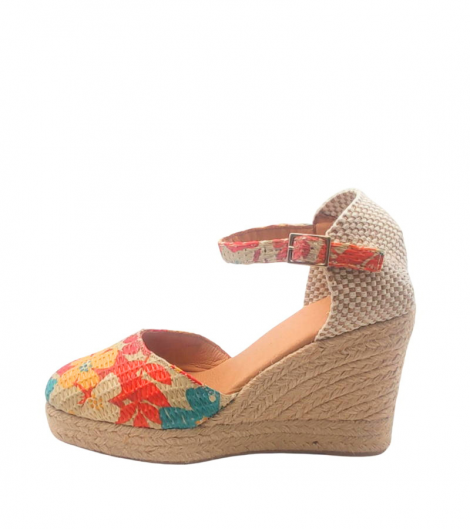 Vosso Moda Cuña de rafia con estampado flor