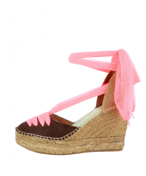 Star Love Cuña chocolate con cinta tul coral