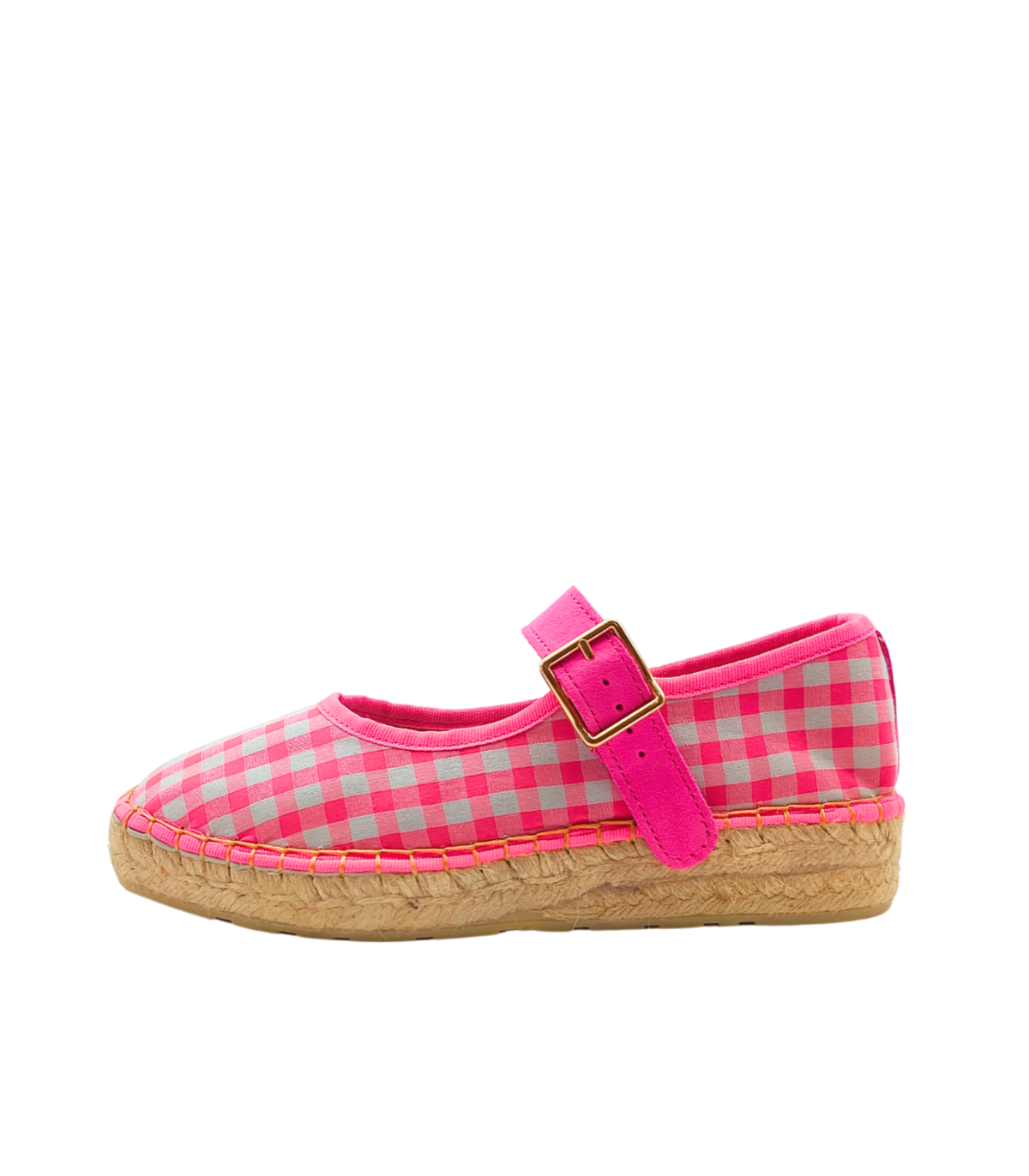 Star Love Cuña baja de tejido vichy fucsia