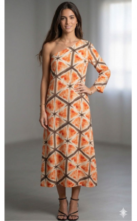 Parole Vestido Pomelo de escote asimétrico