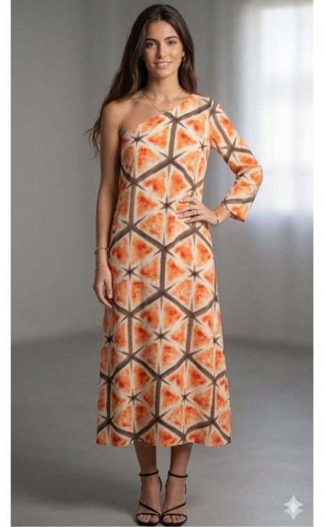 Parole Vestido Pomelo de escote asimétrico