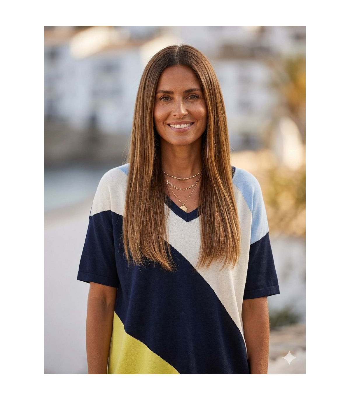 WNT Blusa de punto ligero con estampado diagonal