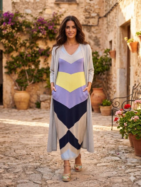 WNT Vestido de punto estampado flecha multicolor