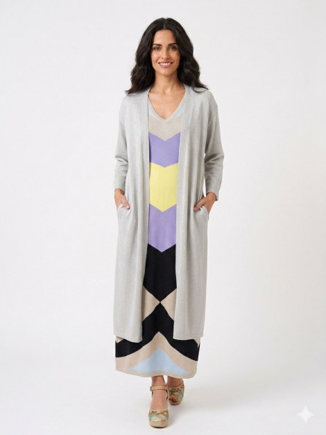 WNT Chaqueta larga gris lurex