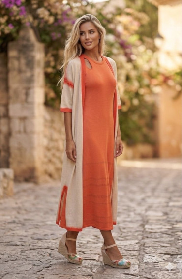 WNT Chaqueta larga de punto con degradado naranja