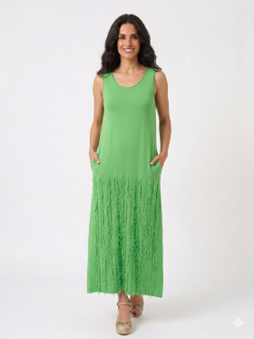 WNT Vestido verde manzana detalle flecos