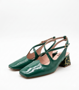 Vosso Moda Zapato de punta cuadrada verde metalizado
