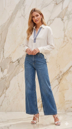 Dixie Camisa blanca oversize cuello V