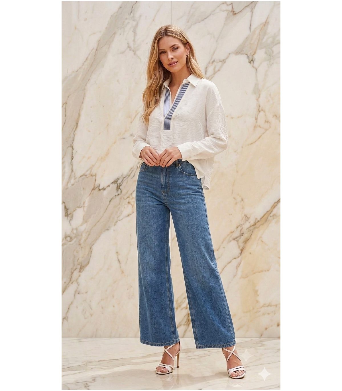 Dixie Camisa blanca oversize cuello V