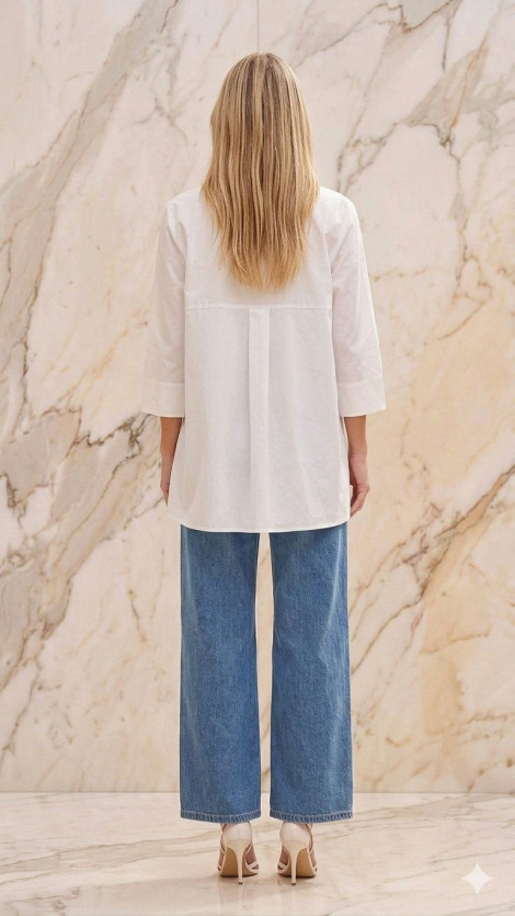 Malena Camisa blanca oversive de mangas 3/4