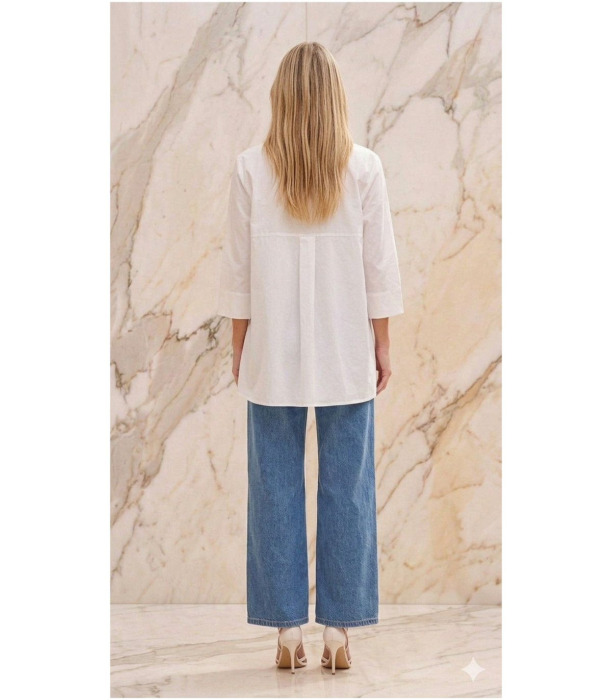 Malena Camisa blanca oversive de mangas 3/4