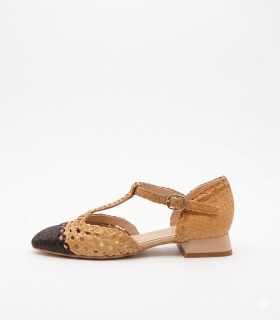 Vera Rebato Zapato bicolor de rafia natural