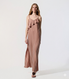 BSB Vestido cobre satinado con tachuelas