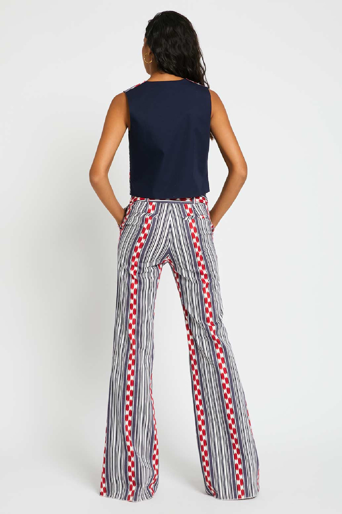 Colour Nude Pantalón Drapa rayas azul