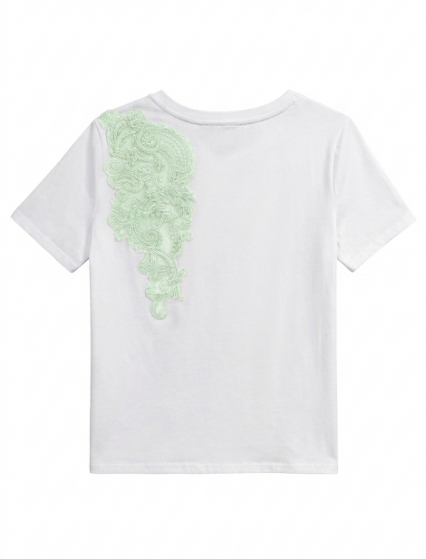 Amosa Camiseta blanca con bordado y abalorios