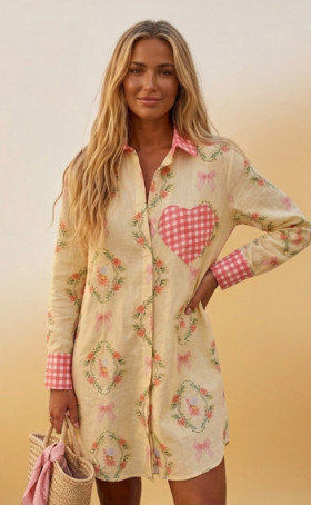 Be Sunset Vestido corto camisero de estampado floral