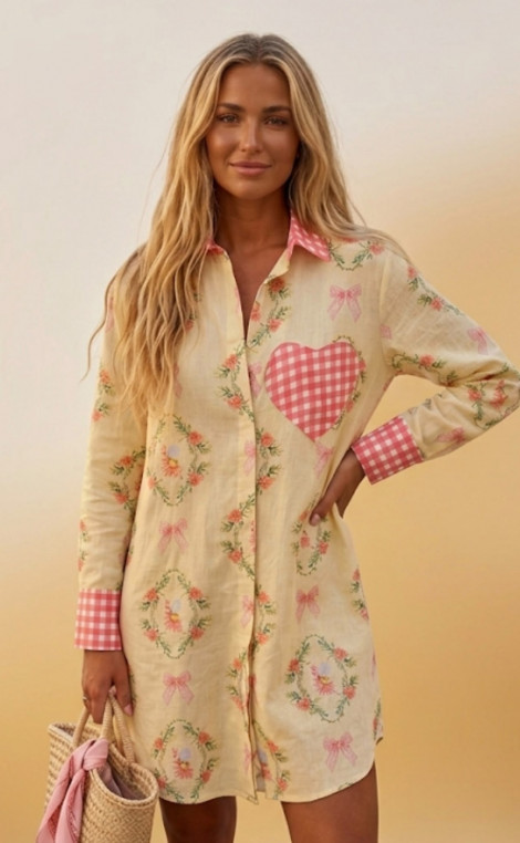 Be Sunset Vestido corto camisero de estampado floral