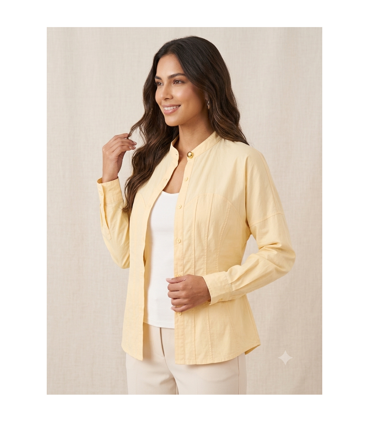 Be Sunset Camisa entallada con detalle pespuntes