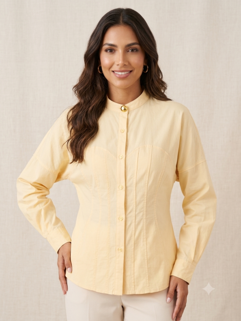 Be Sunset Camisa entallada con detalle pespuntes